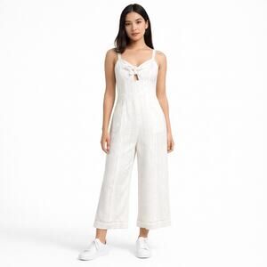 Hutch Women's XS White Romper Tank Top Wide Leg Eyelet Print